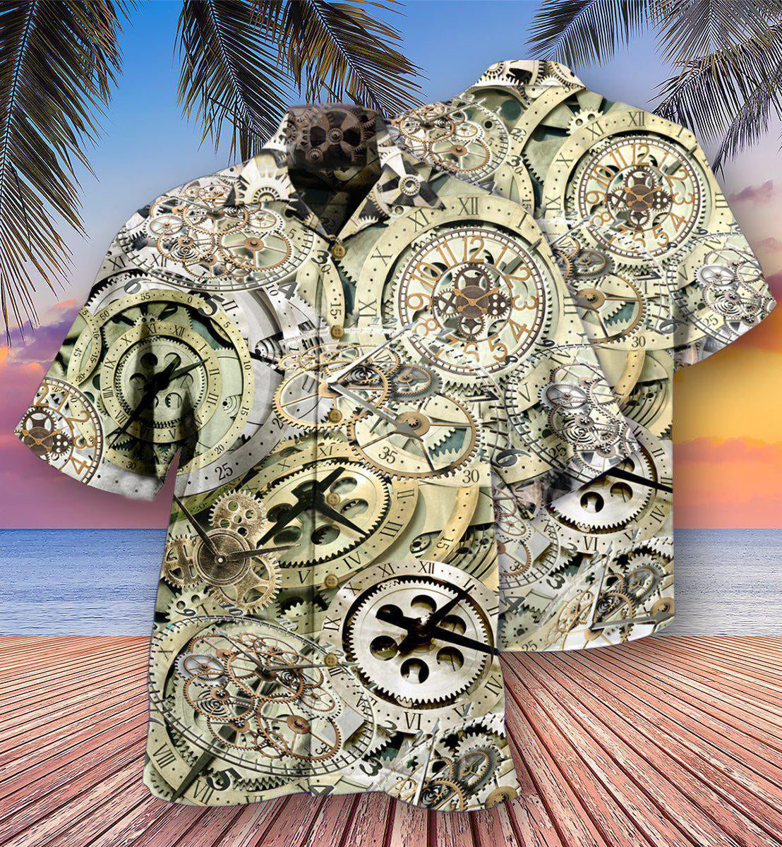 Clock One Speed One Gear Clock With Vintage Style - Hawaiian Shirt 