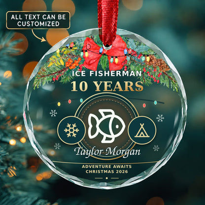 Ice Fisherman Personalized Glass Ornament | 5To9Vibe