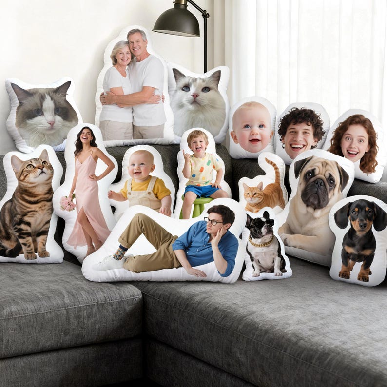 Pillow Custom Shaped Name Pets Face Family Gift  Irregular-Shaped Pillow Custom