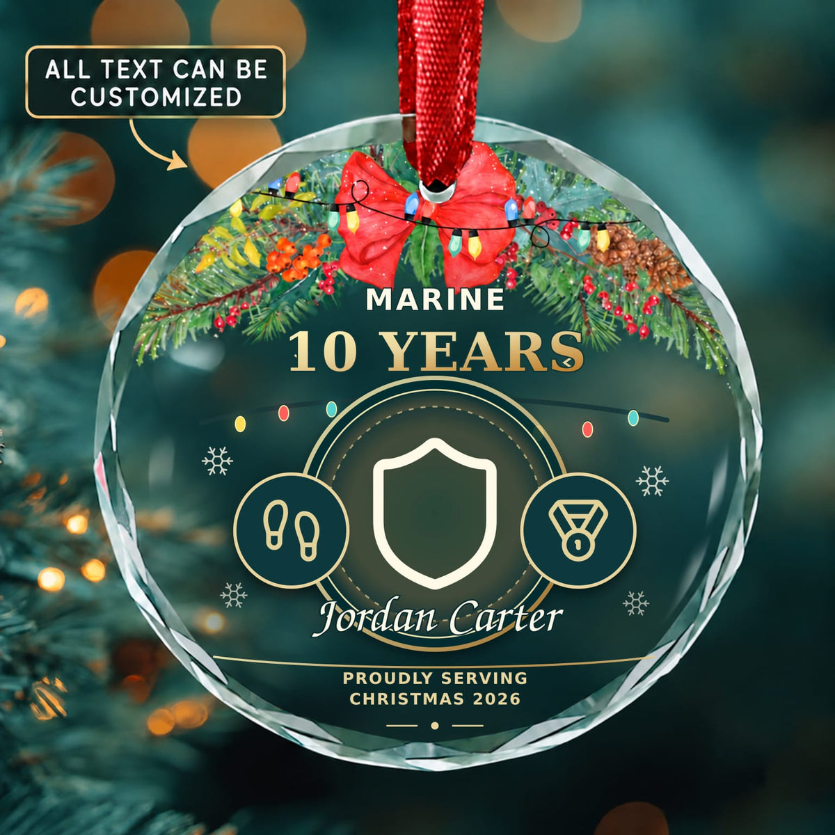 Marine Personalized Glass Ornament | 5To9Vibe