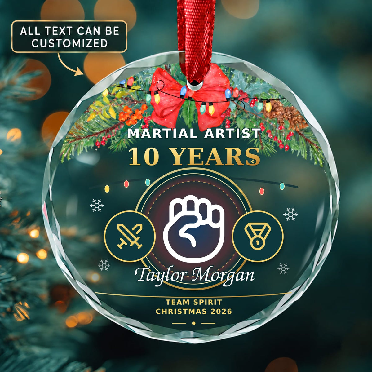 Martial Artist Personalized Glass Ornament | 5To9Vibe
