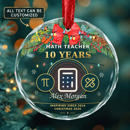 Math Teacher Personalized Glass Ornament | 5To9Vibe
