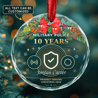 Military Police Personalized Glass Ornament | 5To9Vibe
