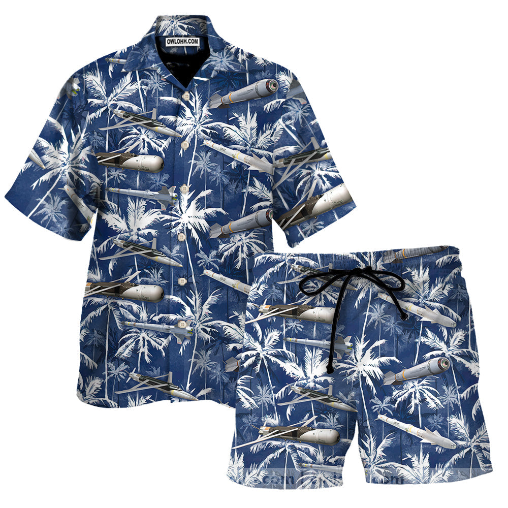 Missiles And Fighter Jets Blue - Unisex Hawaiian Shirt For Men and Women