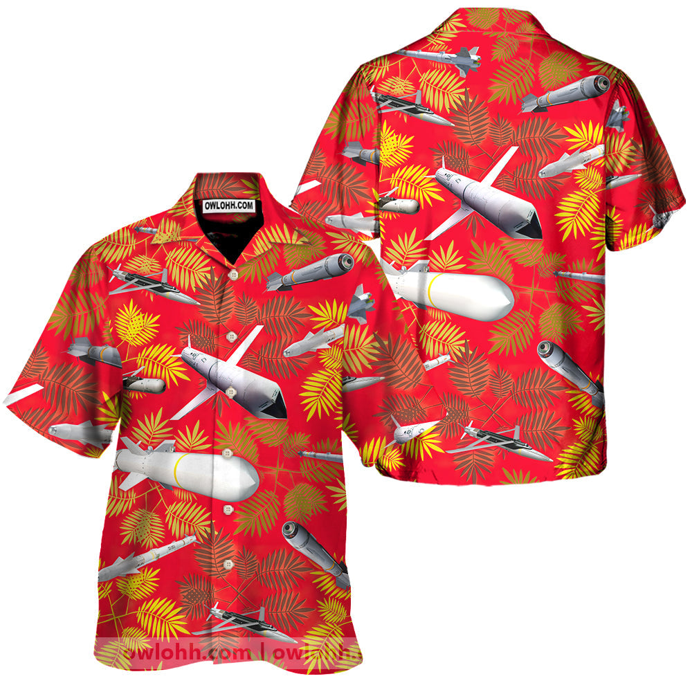Missiles And Fighter Jets Red - Unisex Hawaiian Shirt For Men and Women