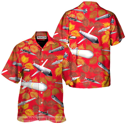 Missiles And Fighter Jets Red - Unisex Hawaiian Shirt For Men and Women