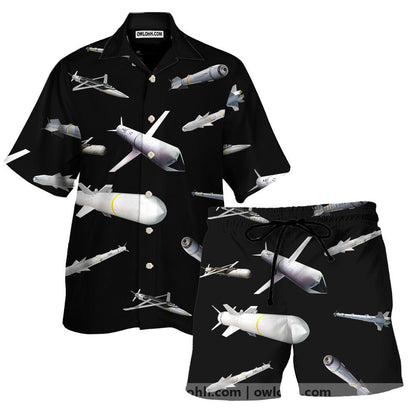 Missiles And Fighter Jets Black - Unisex Hawaiian Shirt For Men and Women