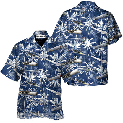 Missiles And Fighter Jets Blue - Unisex Hawaiian Shirt For Men and Women