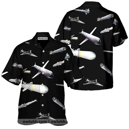 Missiles And Fighter Jets Black - Unisex Hawaiian Shirt For Men and Women