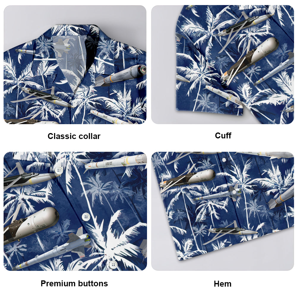 Missiles And Fighter Jets Blue - Unisex Hawaiian Shirt For Men and Women
