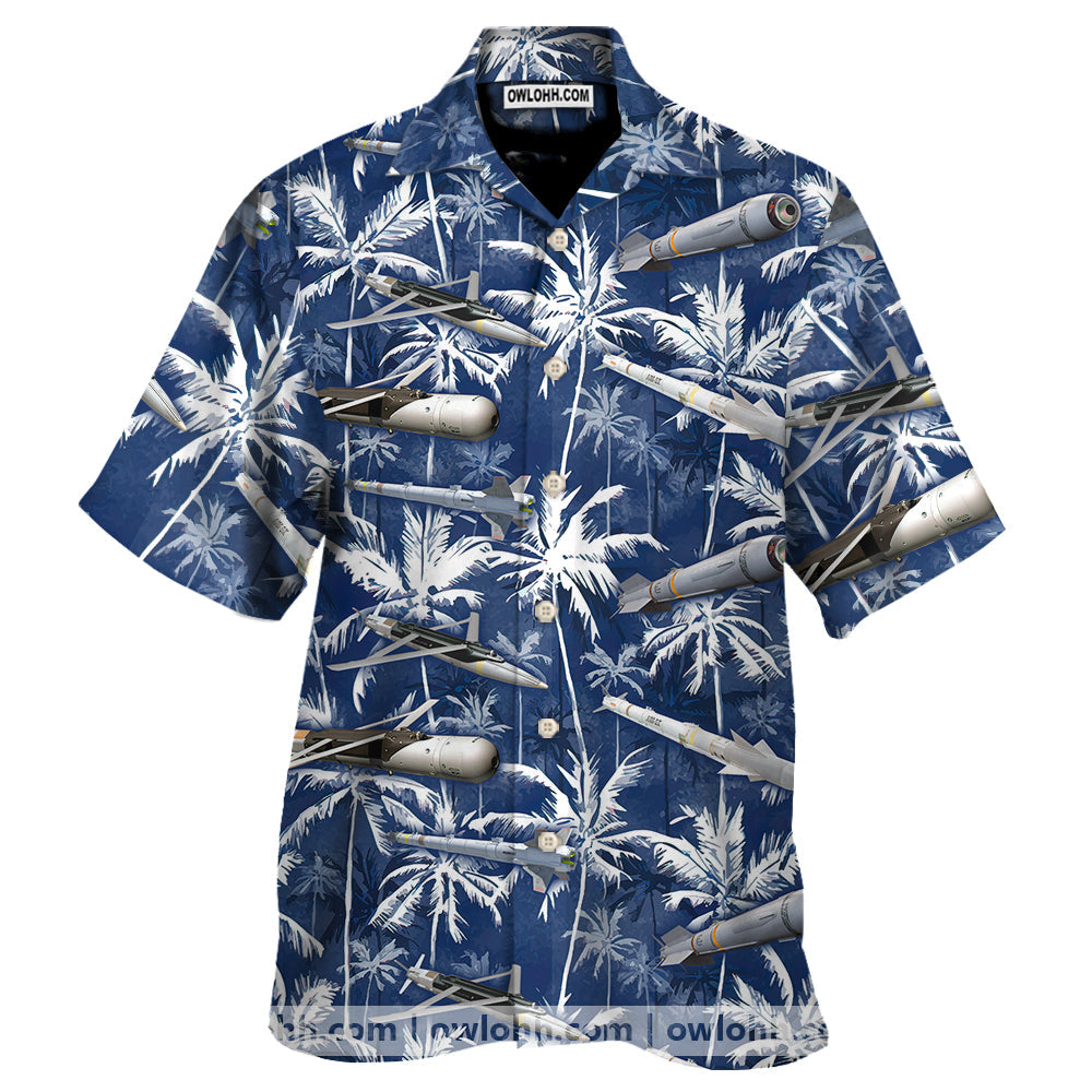 Missiles And Fighter Jets Blue - Unisex Hawaiian Shirt For Men and Women