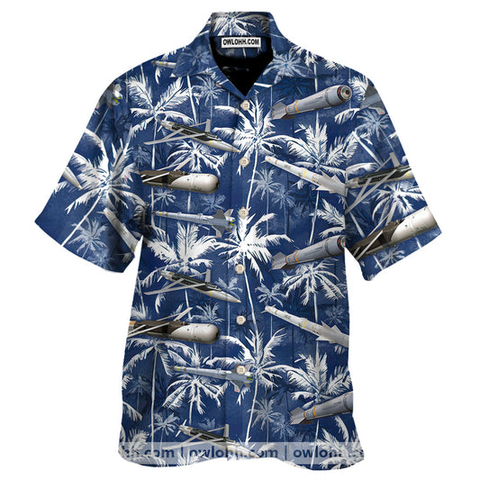 Missiles And Fighter Jets Blue - Unisex Hawaiian Shirt For Men and Women