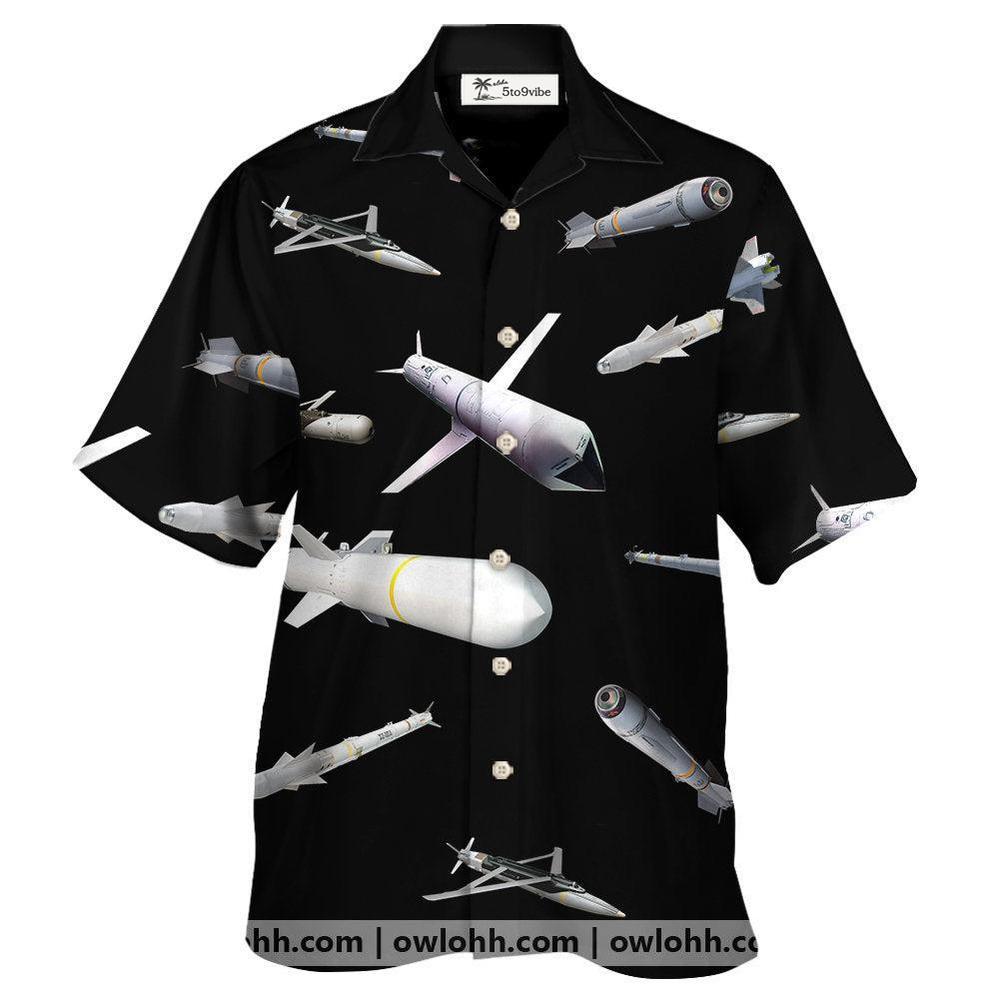 Missiles And Fighter Jets Black - Unisex Hawaiian Shirt For Men and Women