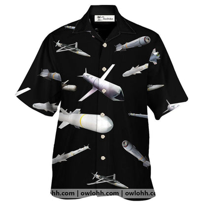 Missiles And Fighter Jets Black - Unisex Hawaiian Shirt For Men and Women