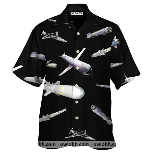Missiles And Fighter Jets Black - Unisex Hawaiian Shirt For Men and Women