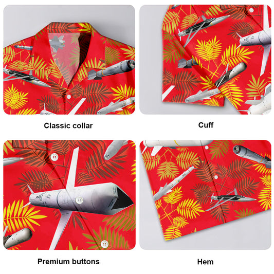 Missiles And Fighter Jets Red - Unisex Hawaiian Shirt For Men and Women