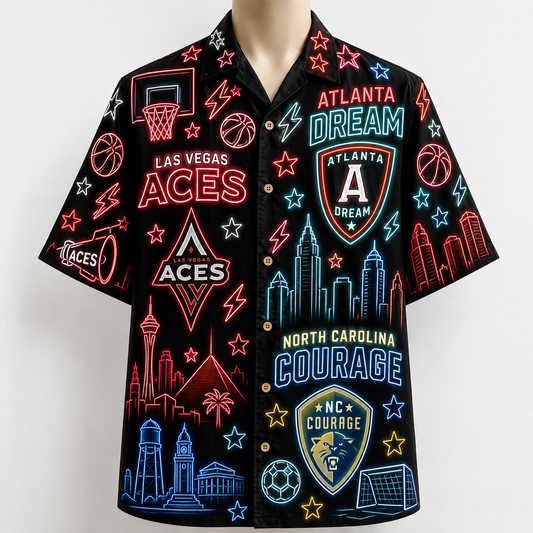 Women's National Basketball And Soccer Button-Up Unisex Hawaiian Shirt For Men and Women