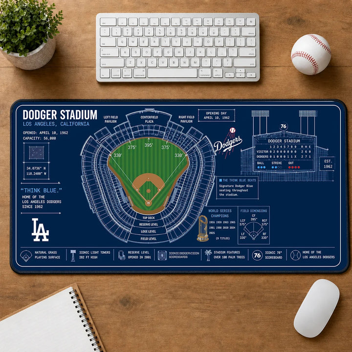 LAD Baseball Vintage Anniversary For Baseball Fans  Desk Mat Mouse Pad Plus Size - 5to9vibe