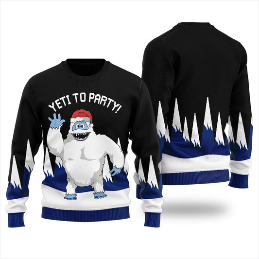 Funny Yeti To Party Christmas Sweater Women Black