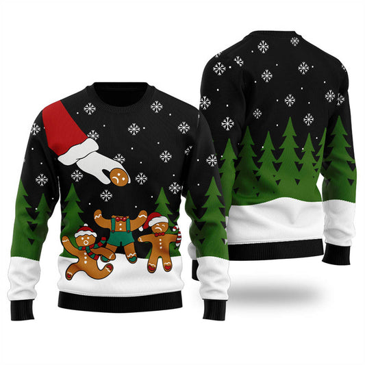 Cool Gingerbread Christmas Sweater Men Black - Funny Ugly Christmas Sweater