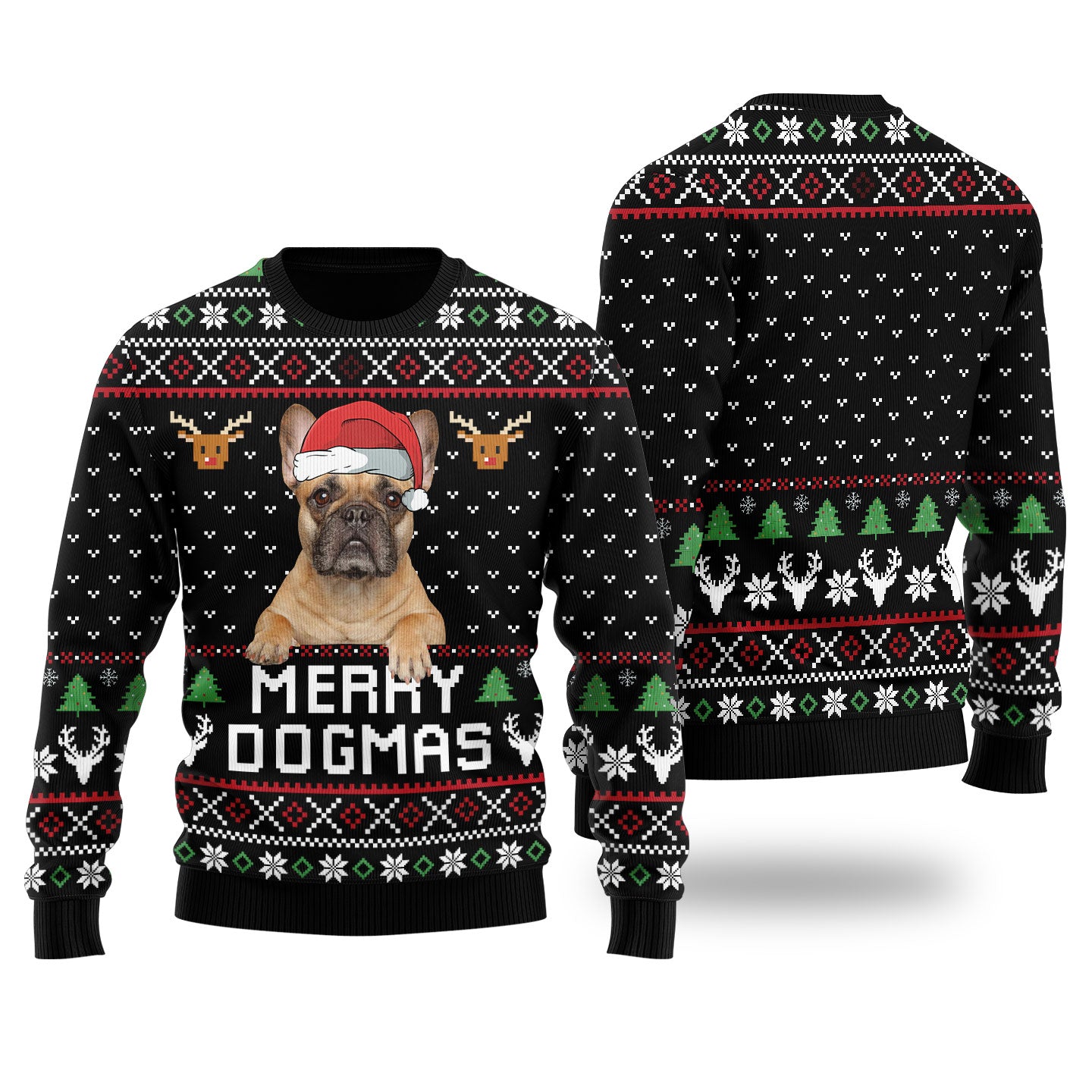 Merry Dogmas Custom Dog Christmas Sweater Black - Funny Ugly Christmas Sweater