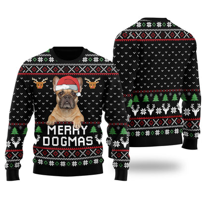 Merry Dogmas Custom Dog Christmas Sweater Black - Funny Ugly Christmas Sweater
