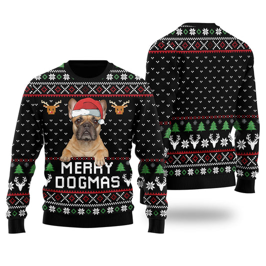 Merry Dogmas Custom Dog Christmas Sweater Black - Funny Ugly Christmas Sweater