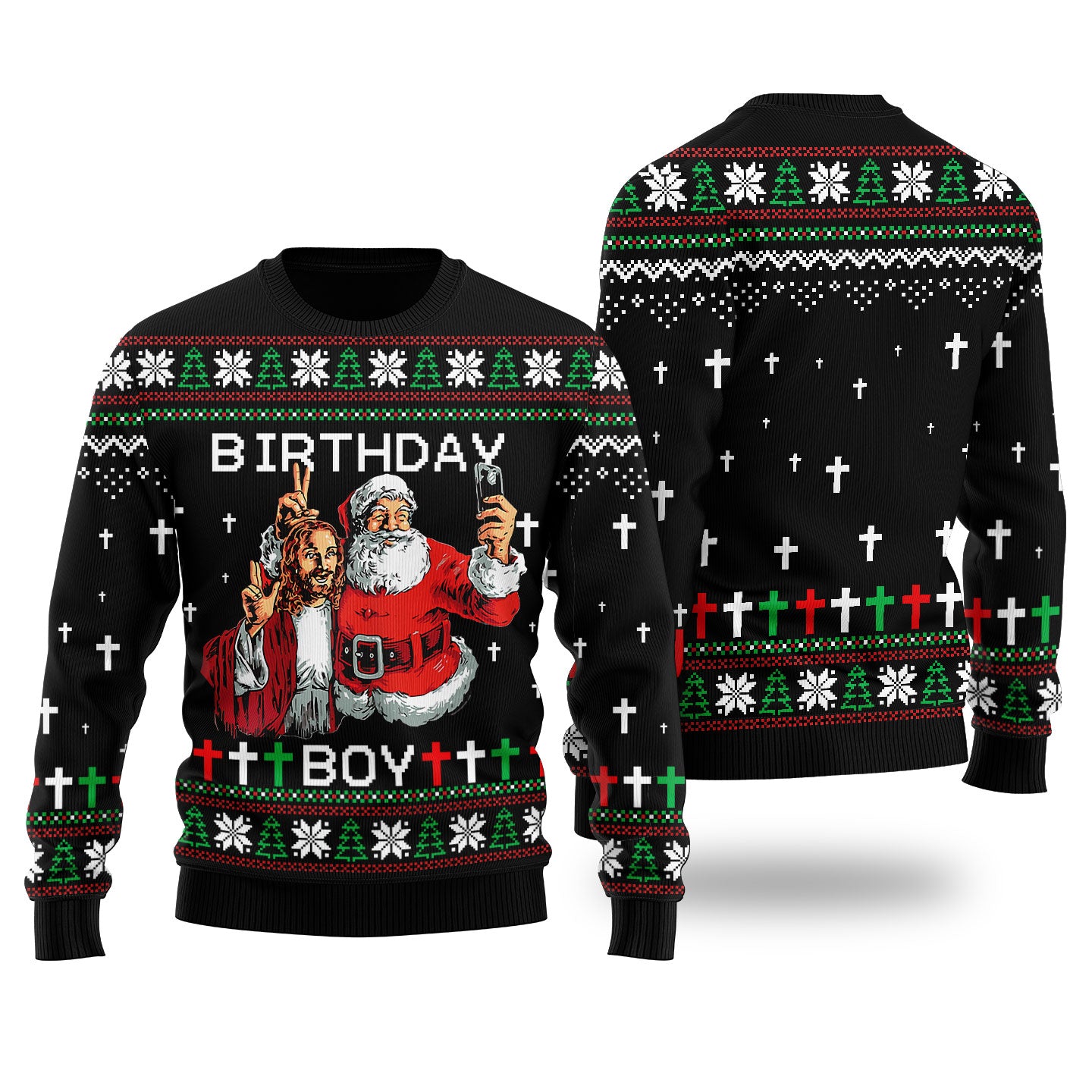 Birthday Boy Funny Christmas Sweater Black