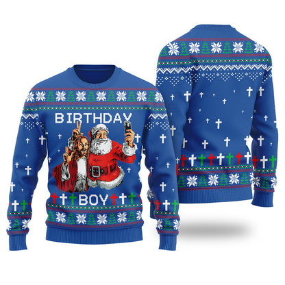 Birthday Boy Funny Christmas Sweater Royal