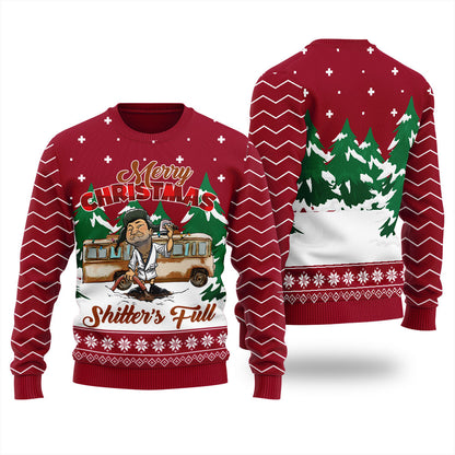 Funny Shitters Full Christmas Sweater Men Cardinal Red