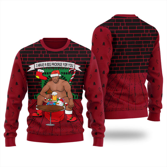 I Have A Big Package For You Barry Wood Christmas Sweater Women Cardinal Red