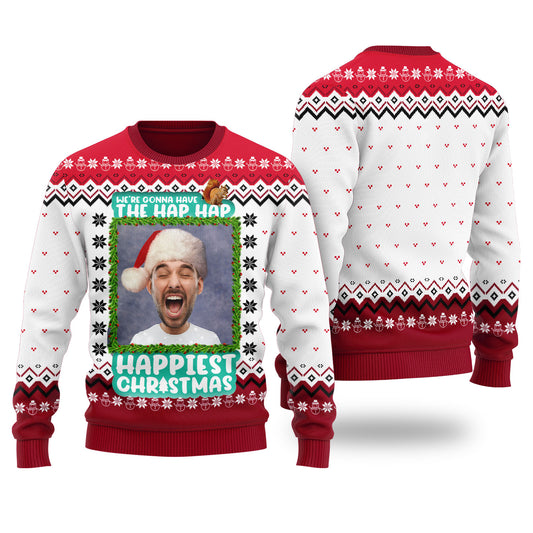 Hap Hap Happiest Christmas Custom Ugly Christmas Sweater Cardinal Red - Funny Ugly Christmas Sweater
