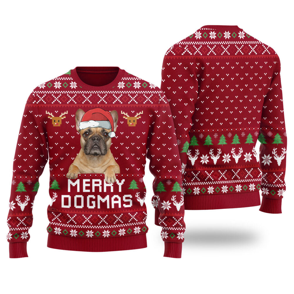 Merry Dogmas Custom Dog Christmas Sweater Cardinal Red - Funny Ugly Christmas Sweater