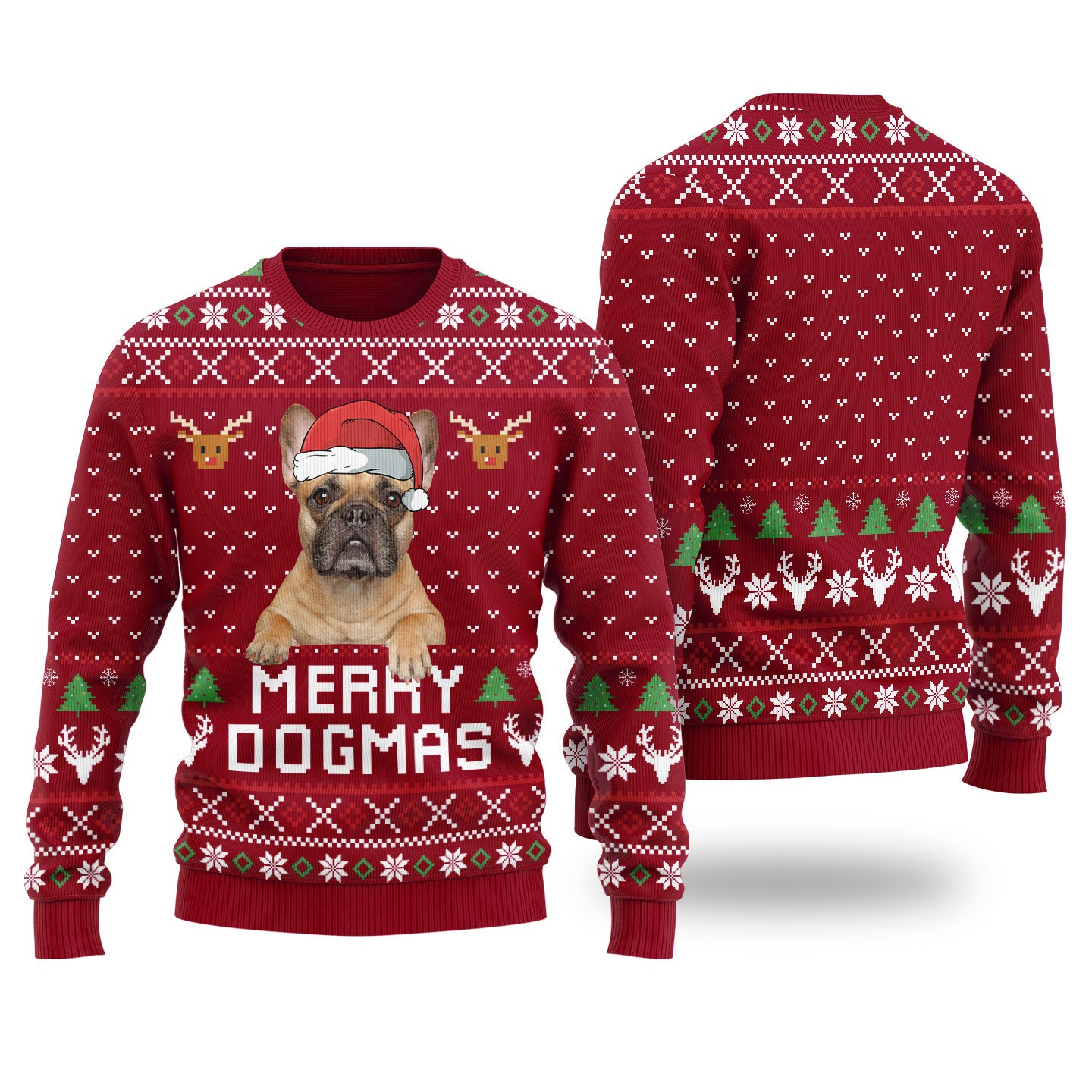 Merry Dogmas Custom Dog Christmas Sweater Cardinal Red - Funny Ugly Christmas Sweater
