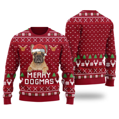 Merry Dogmas Custom Dog Christmas Sweater Cardinal Red - Funny Ugly Christmas Sweater