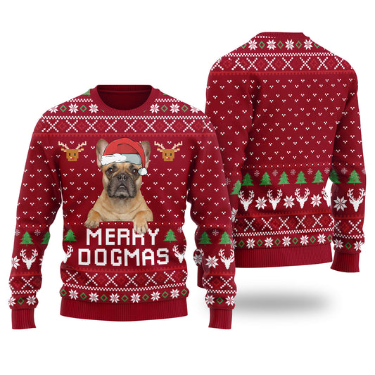 Merry Dogmas Custom Dog Christmas Sweater Cardinal Red - Funny Ugly Christmas Sweater