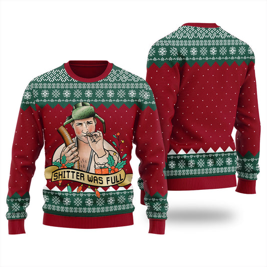 National Lampoon's Christmas Vacation Shitters Full Xmas Sweater Cardinal Red