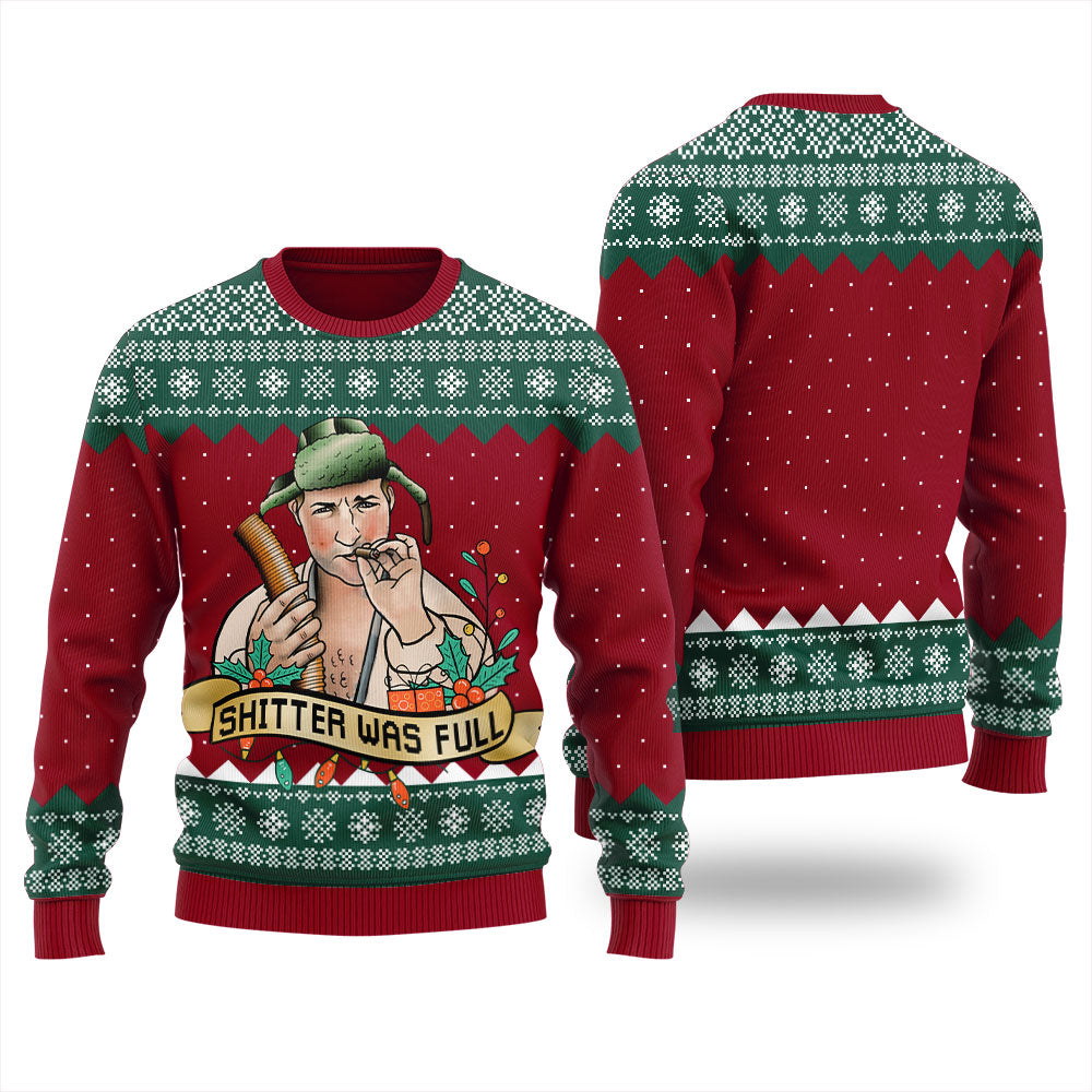 Christmas Vacation Shitters Full Men's Ugly Xmas Sweaters Cardinal Red