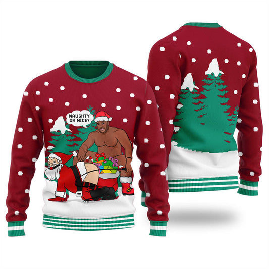 Cute Santa Barry Wood Christmas Sweaters Womens Cardinal Red