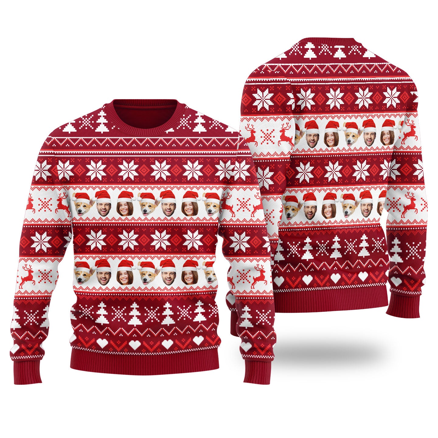 Custom Family Matching Custom Ugly Sweater Cardinal Red - Funny Ugly Christmas Sweater