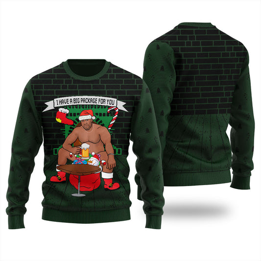 I Have A Big Package For You Barry Wood Christmas Sweater Men Forest Green
