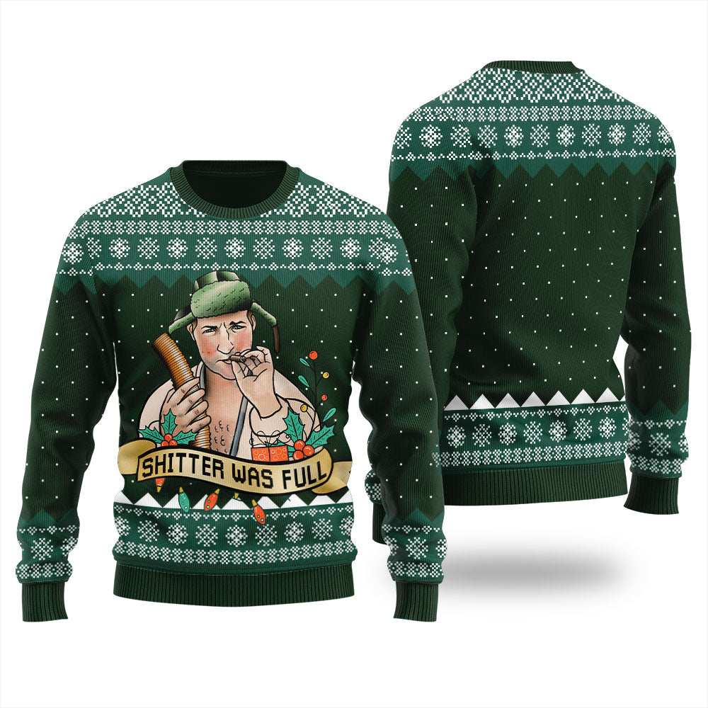 Funny Christmas Vacation Shitters Full Mens Xmas Sweaters Forest Green