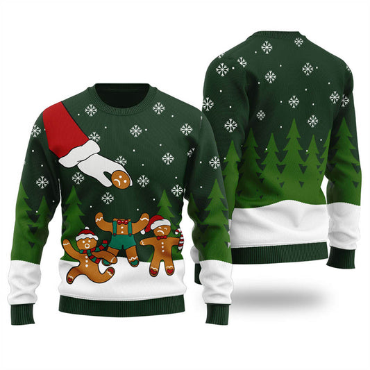 Cute Gingerbread Christmas Sweaters Womens Forest Green - Funny Ugly Christmas Sweater