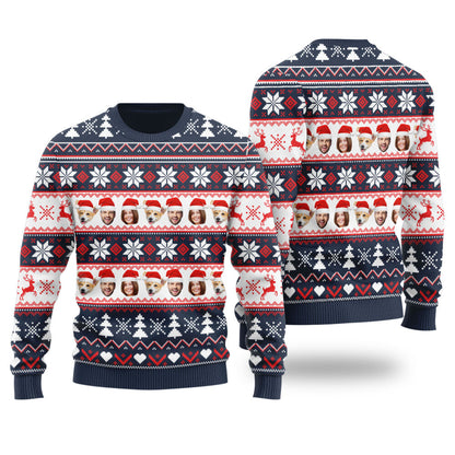 Custom Family Matching Custom Ugly Sweater Navy - Funny Ugly Christmas Sweater