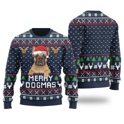 Merry Dogmas Custom Dog Christmas Sweater Navy - Funny Ugly Christmas Sweater