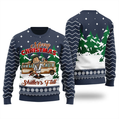 Humorous Shitters Full Mens Ugly Christmas Sweater Navy