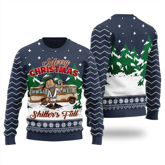 Humorous Shitters Full Mens Ugly Christmas Sweater Navy