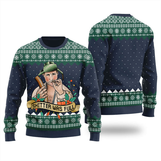 Creative Christmas Vacation Shitters Full Mens Holiday Sweater Navy