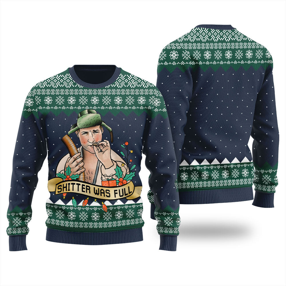 Cute Christmas Vacation Shitters Full Women's Ugly Sweater Navy
