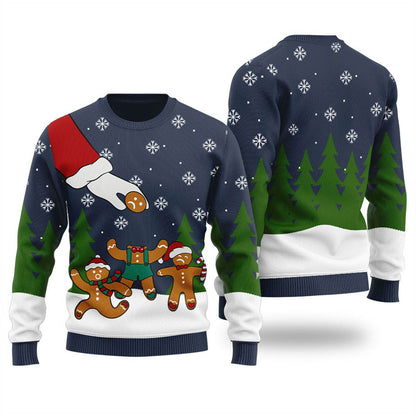Nice Gingerbread Mens Holiday Sweater Navy - Funny Ugly Christmas Sweater